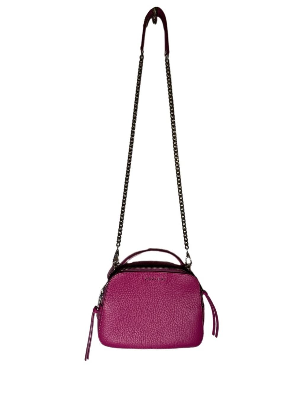 Orciani Magenta Leather Crossbody Bag with Chain Strap - Picture 3 of 8